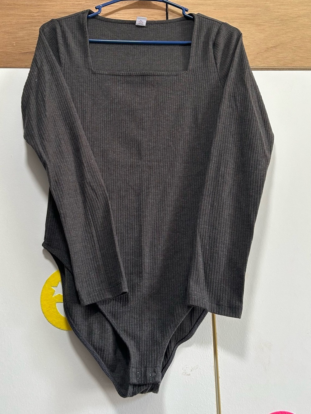 Old Navy Kids Ribbed Long Sleeve One-Piece Bodysuit in Charcoal